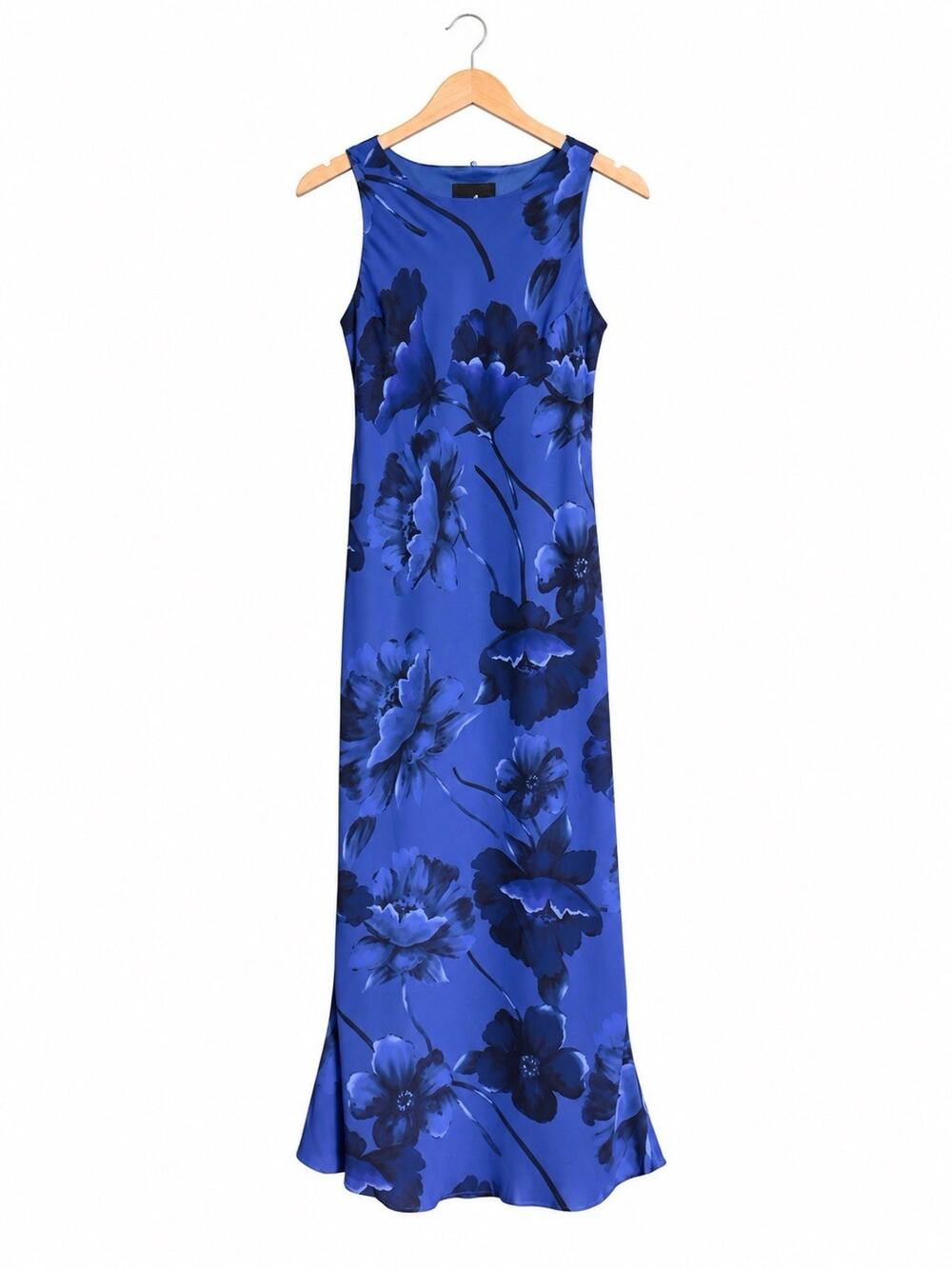 Vintage Positive Attitude Women’s Size 8 Blue Floral Sleeveless Maxi Dress Y2K